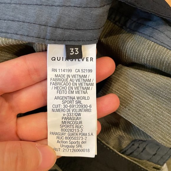 Quiksilver Men's Boardshorts Swim Trunks Size 33 Green Black Striped New - Picture 4 of 6